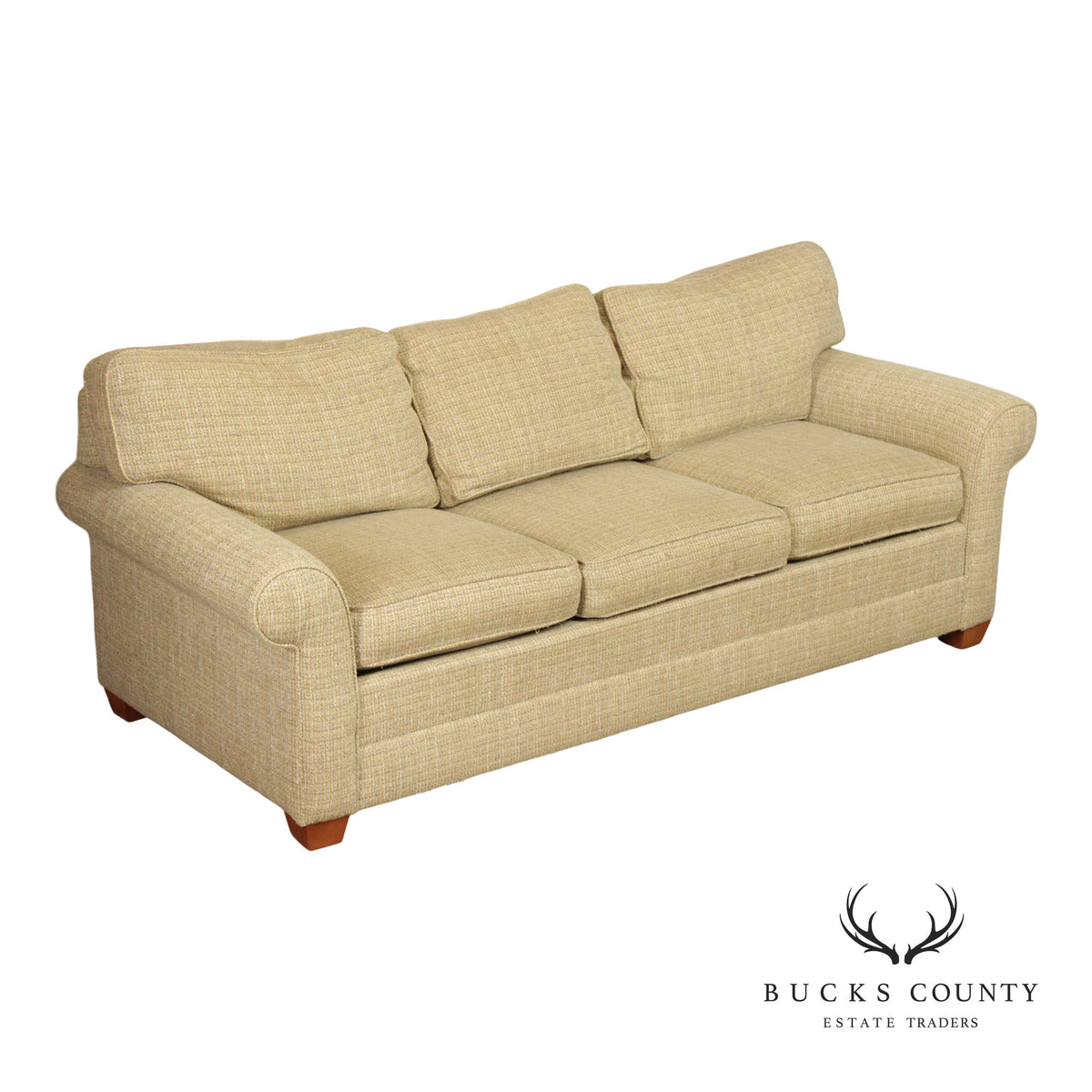 Ethan Allen Three Cushion Sofa With Rolled Arms