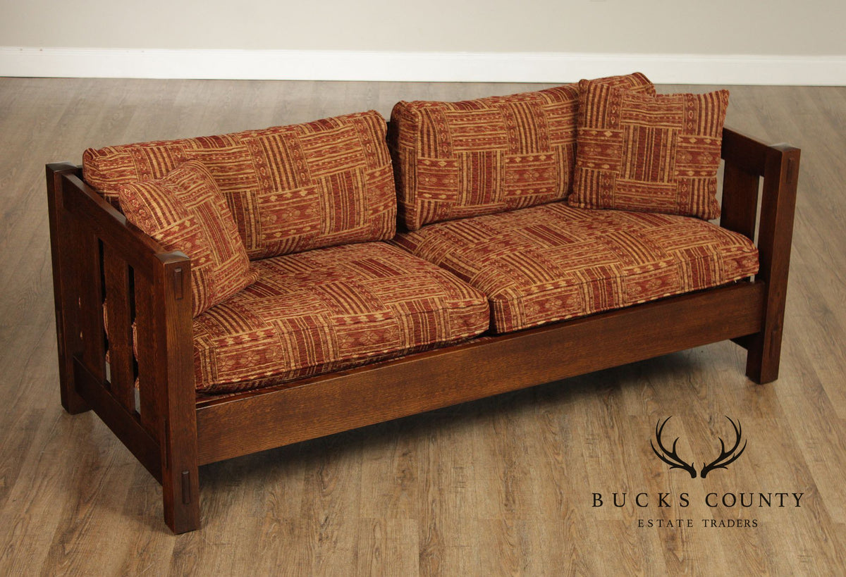 Stickley Mission Collection Oak Settle Sofa
