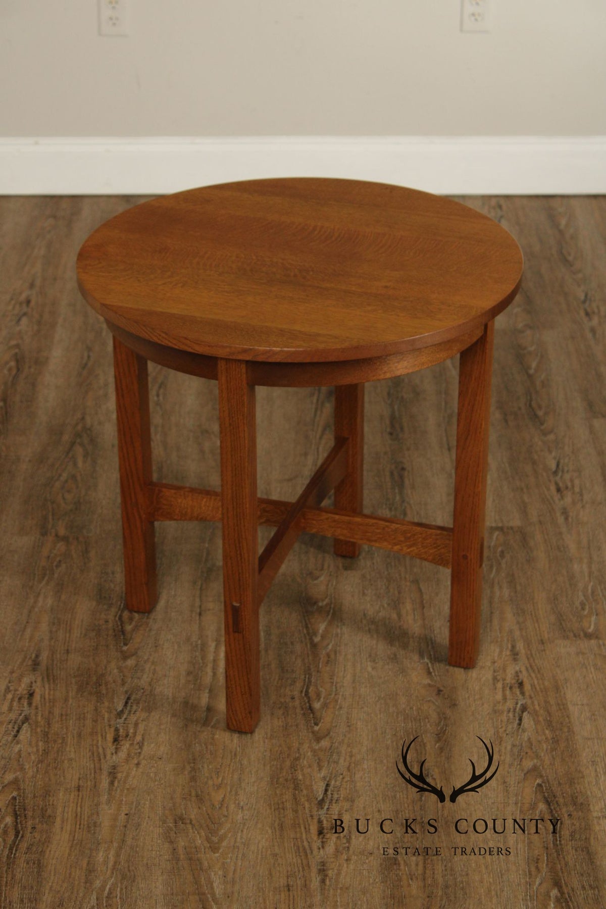 Stickley Mission Collection Oak Round Lamp Table