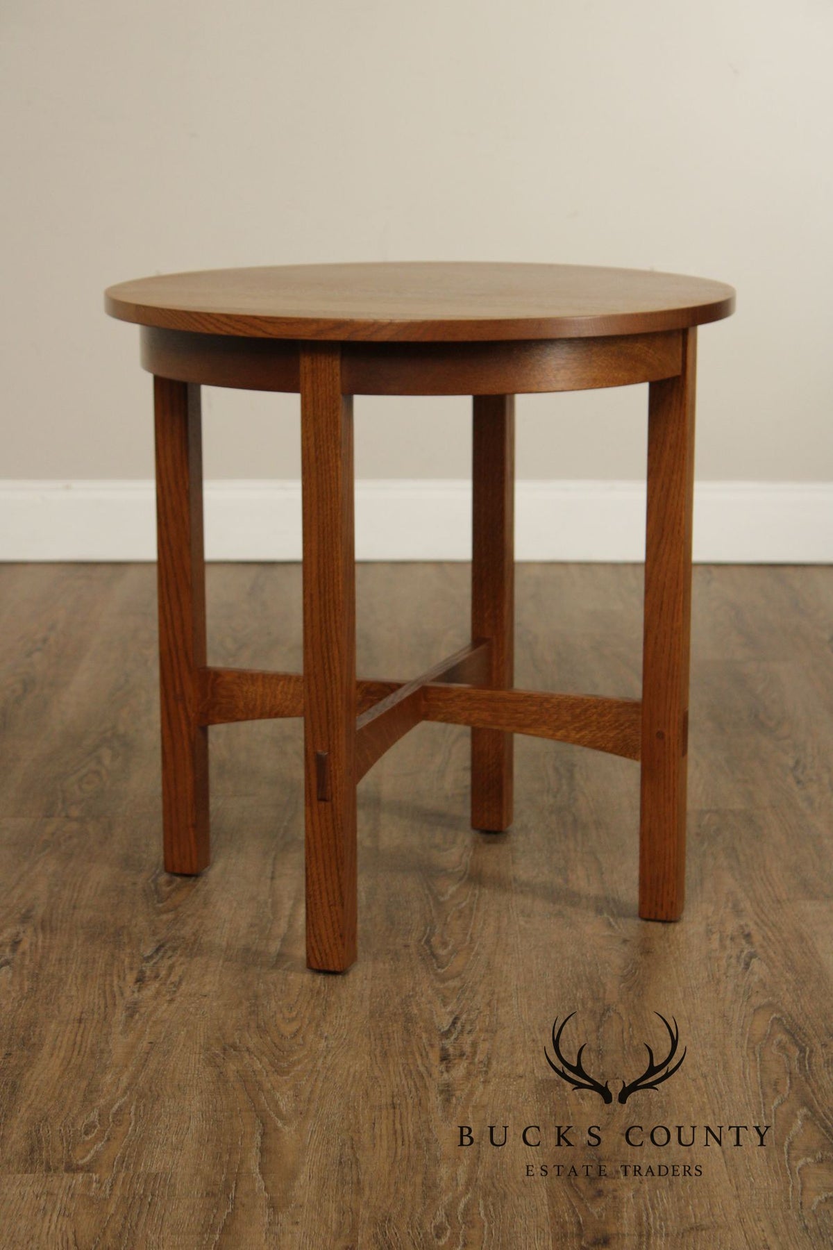 Stickley Mission Collection Oak Round Lamp Table