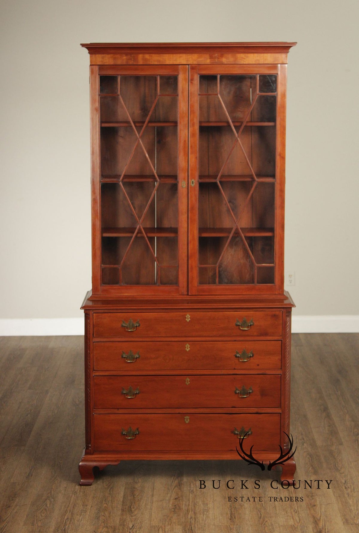 Antique American Chippendale Period Cherry Bookcase