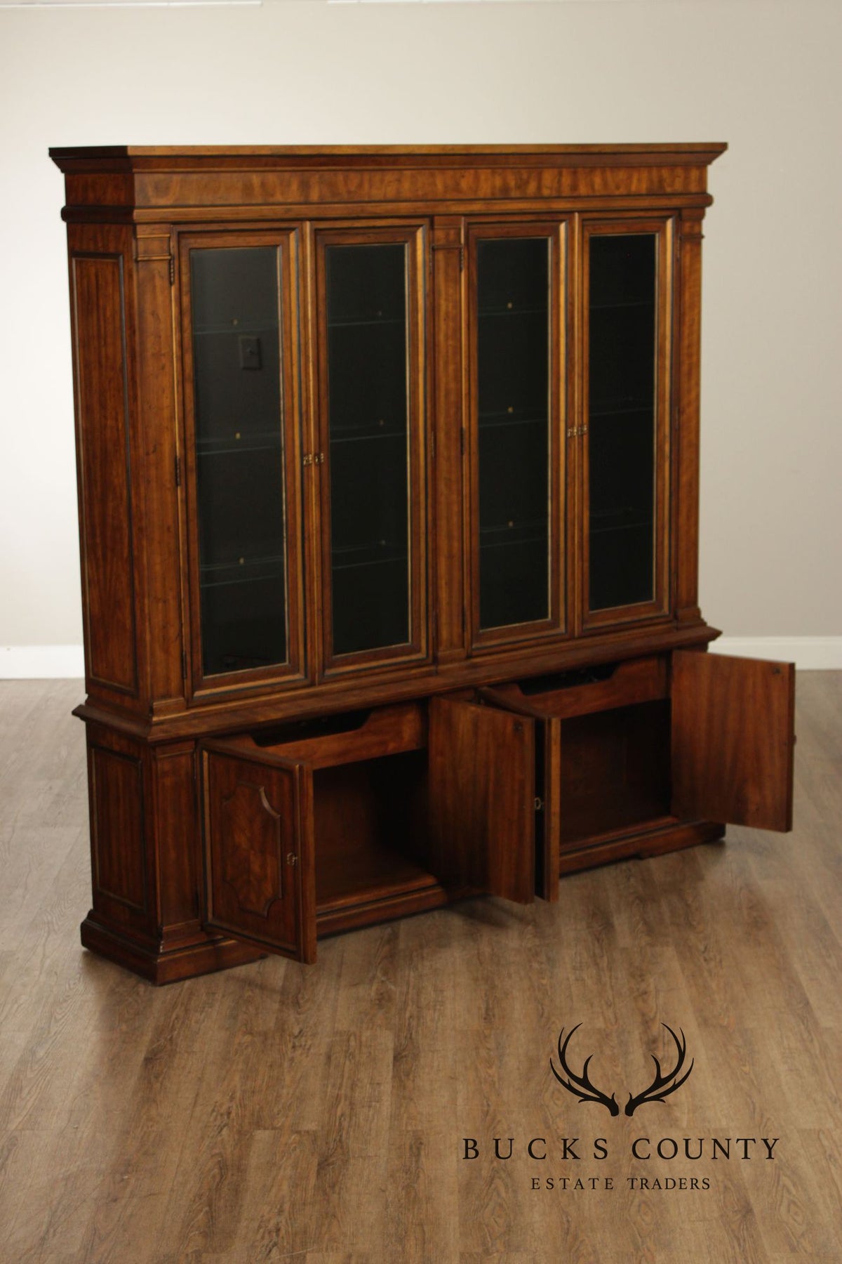 Drexel Heritage Furniture Sketchbook Collection Large Mahogany Breakfront China Cabinet