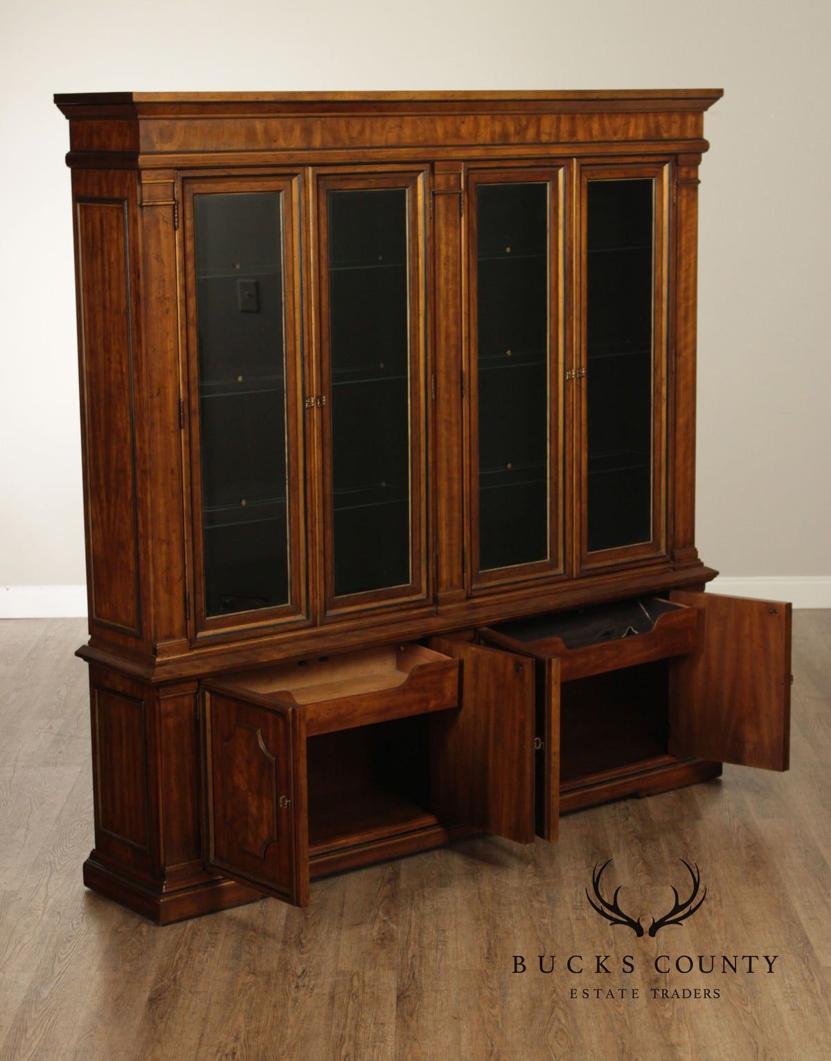 Drexel Heritage Furniture Sketchbook Collection Large Mahogany Breakfront China Cabinet