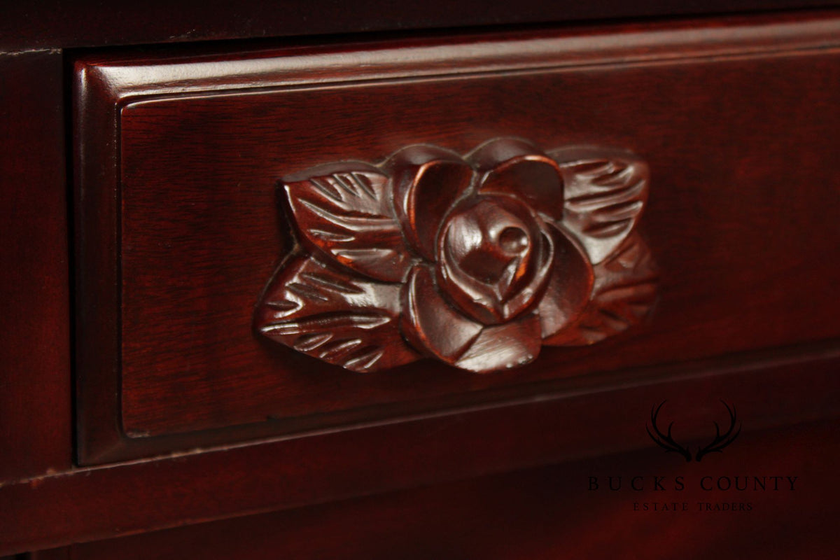 Carlton McLendon Victorian Style Solid Mahogany Carved Sideboard