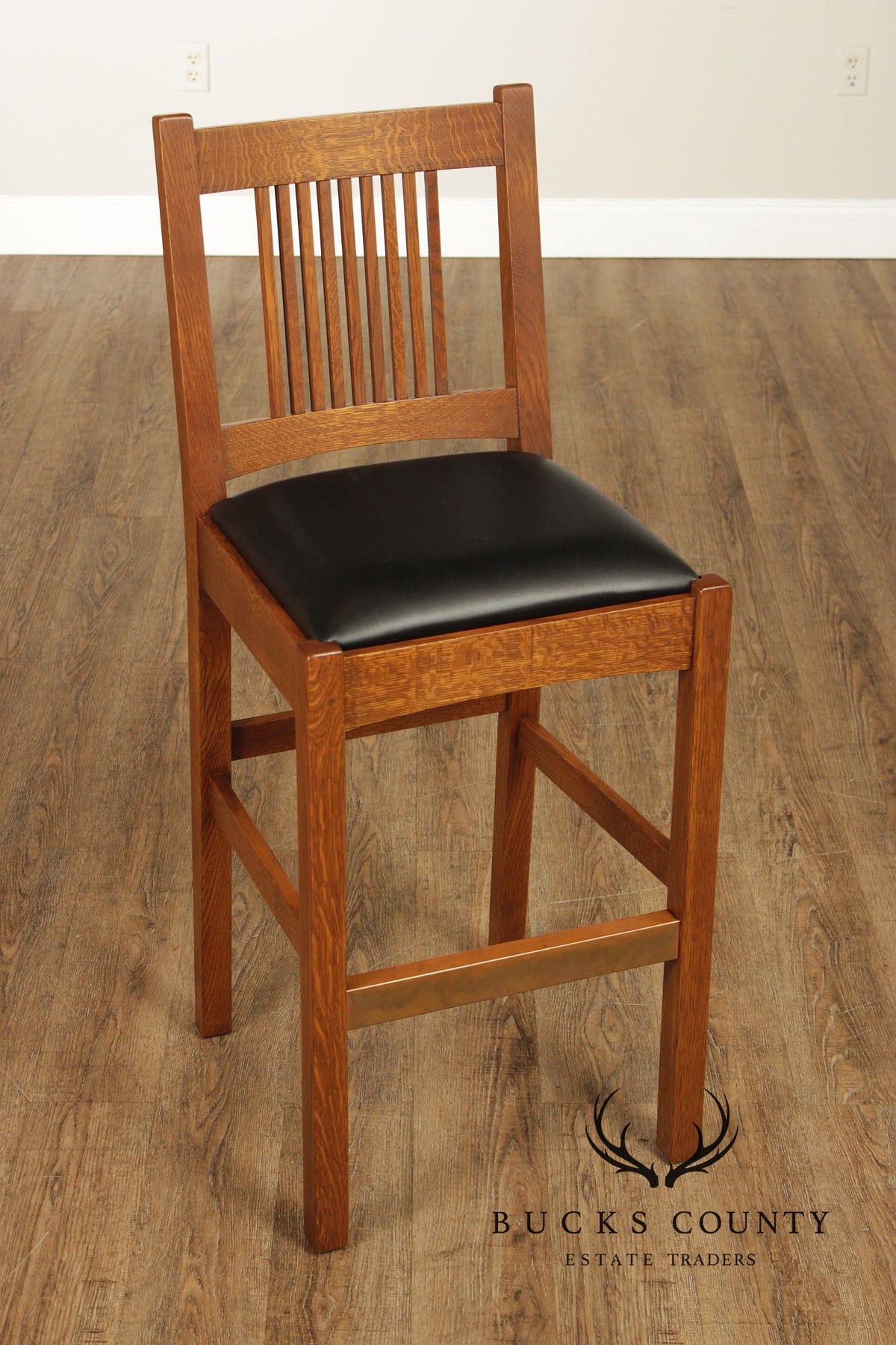 Stickley Mission Collection Oak Set Of Three Bar Stools