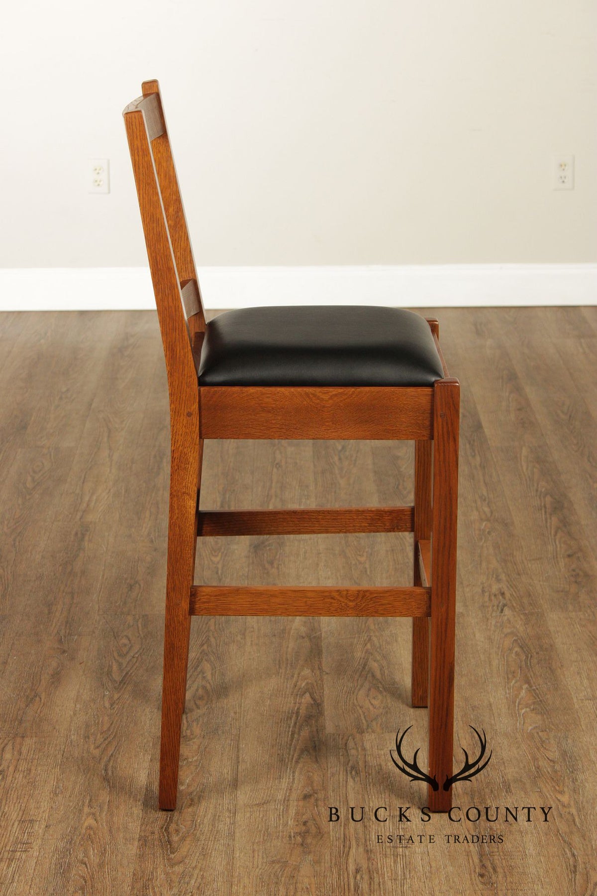 Stickley Mission Collection Oak Set Of Three Bar Stools