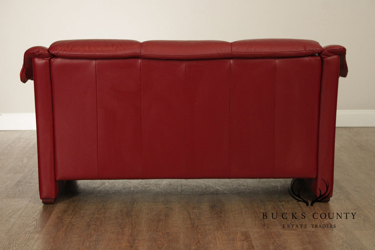 Ekornes Stressless Red Leather Loveseat Sofa