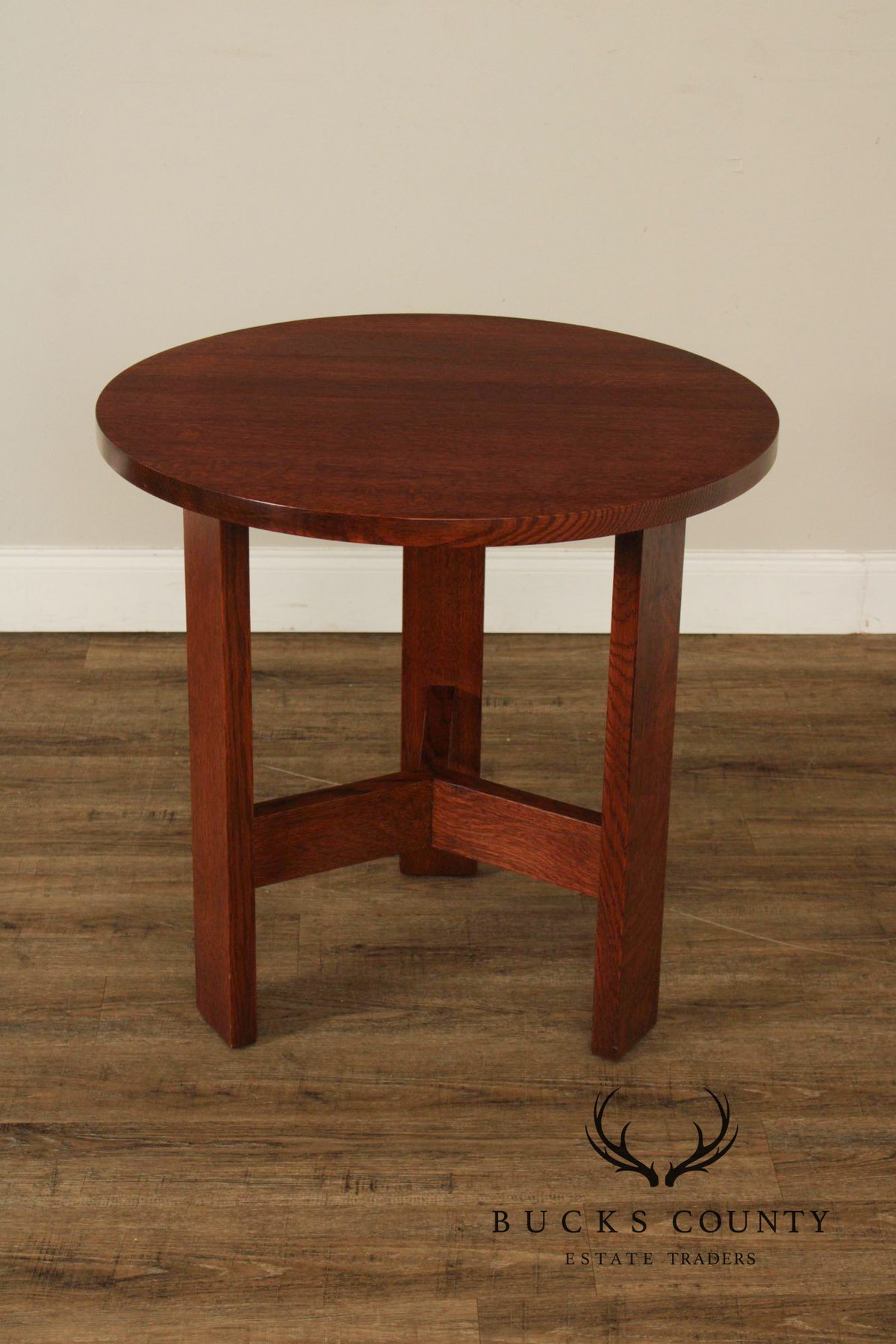 Stickley Mission Collection Round Oak Chalet Table