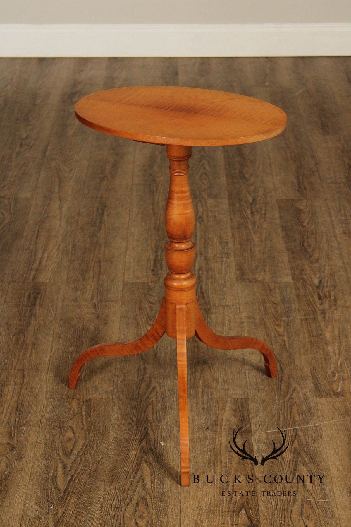 Federal Style Bench Made Tiger Maple Candlestand