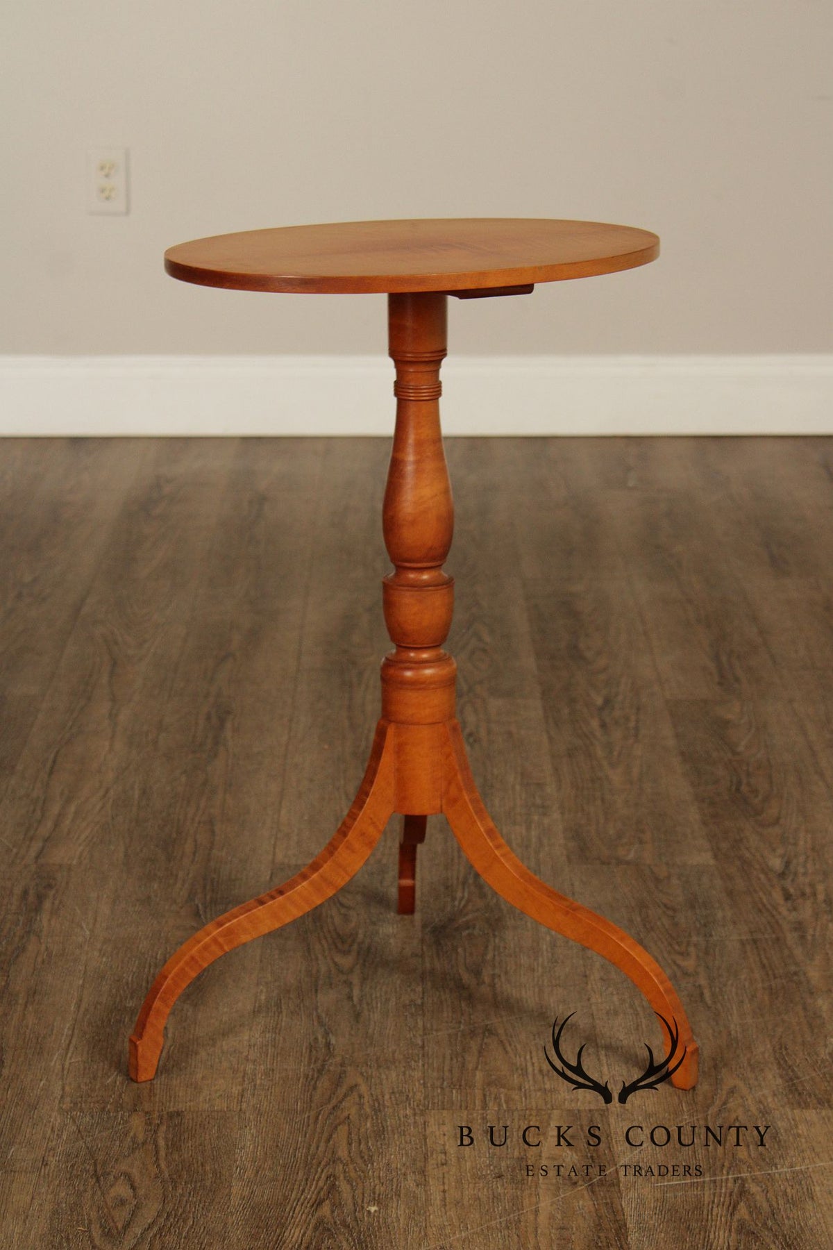 Federal Style Bench Made Tiger Maple Candlestand
