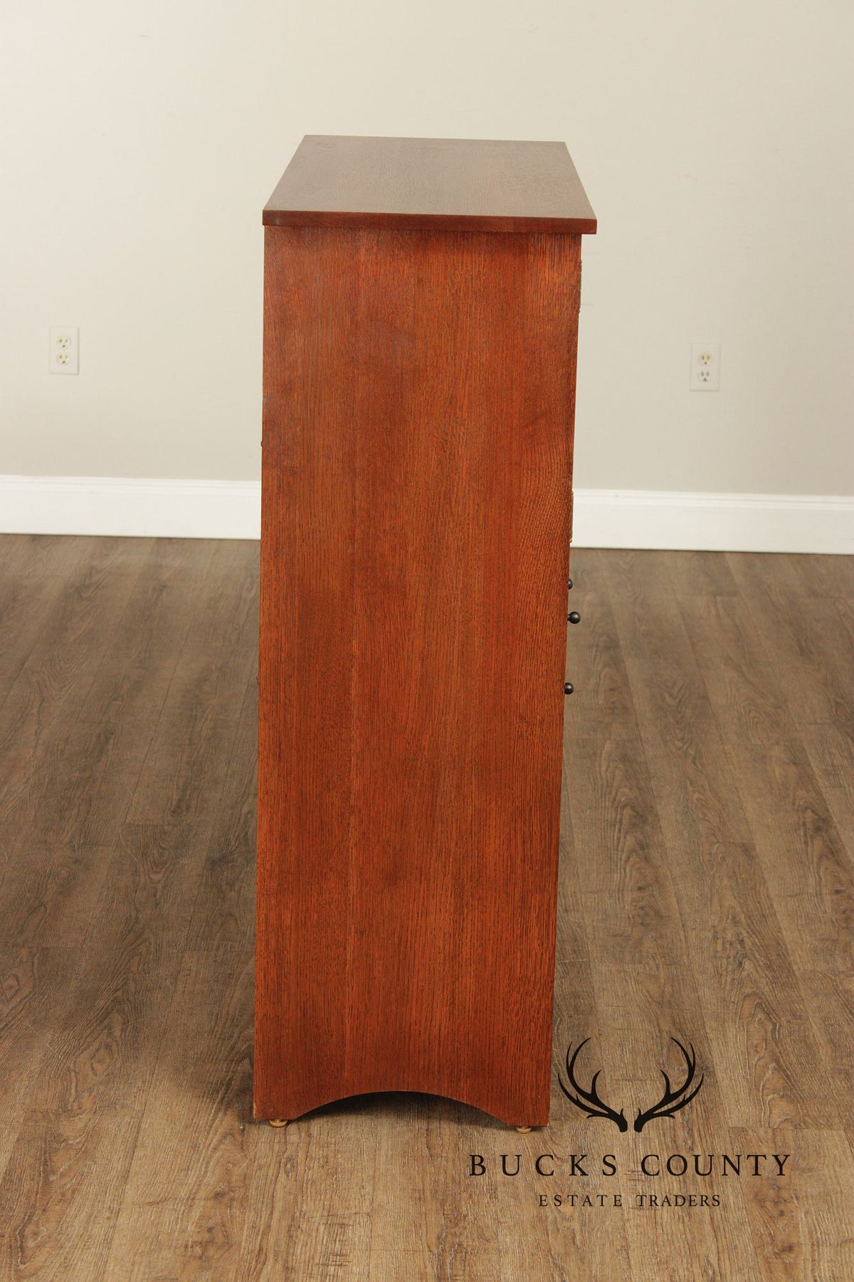 Stickley Mission Oak Harvey Ellis Inlaid Drop Front Secretary Desk And Wine Cabinet