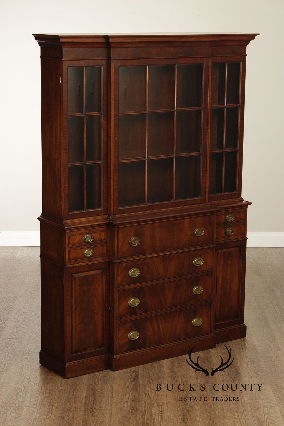 Colonial Treasure House Collection Georgian Style Mahogany Breakfront
