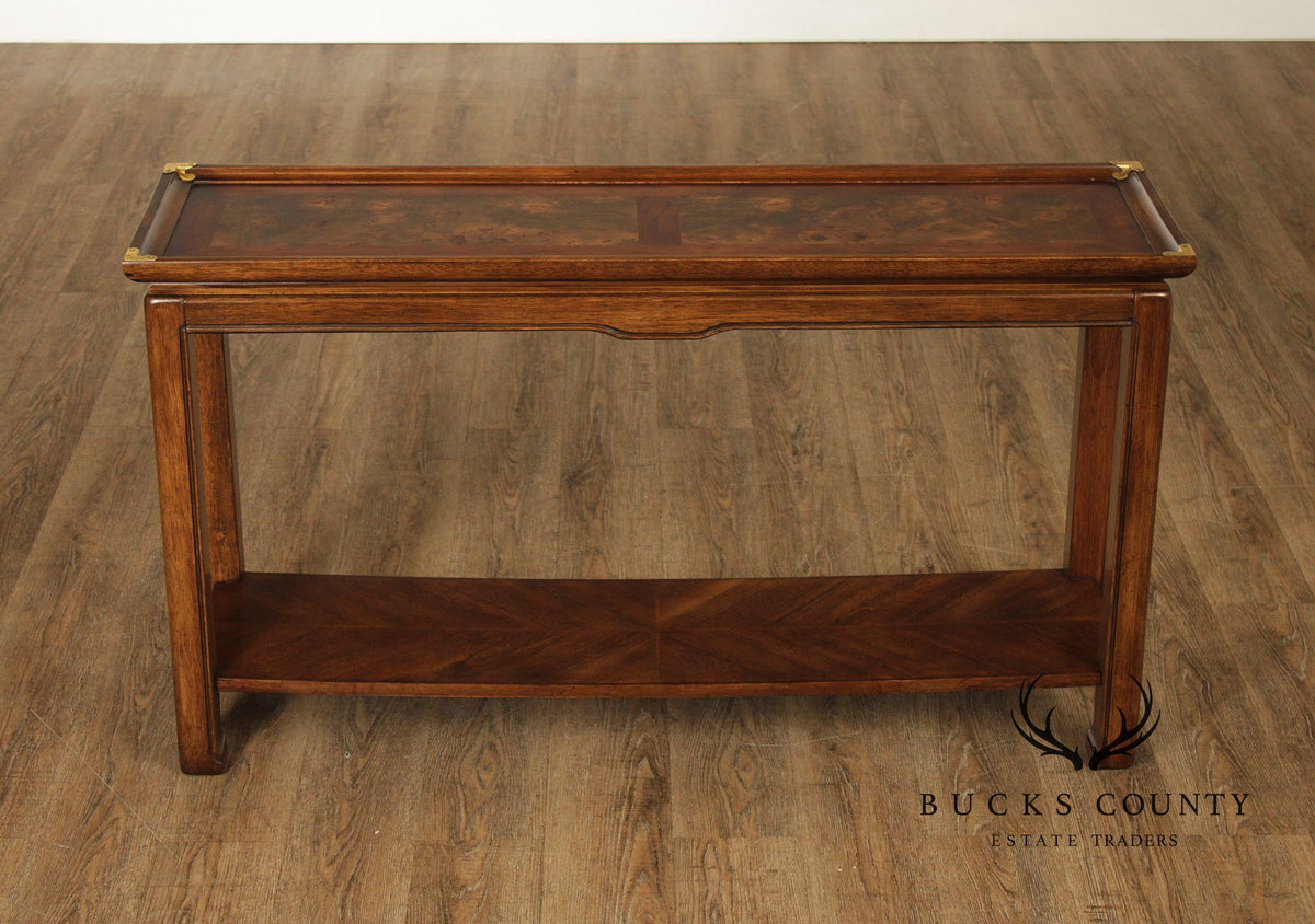 Asian Style Vintage Burl Wood Console Table