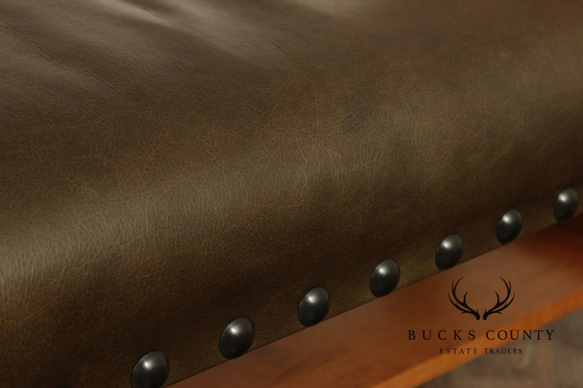 Stickley Mission Collection Cherry and Leather Bench