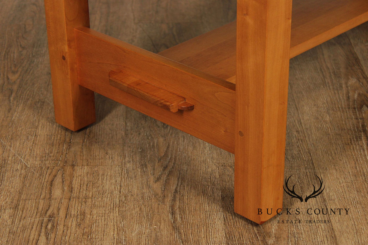 Stickley Mission Collection Cherry and Leather Bench