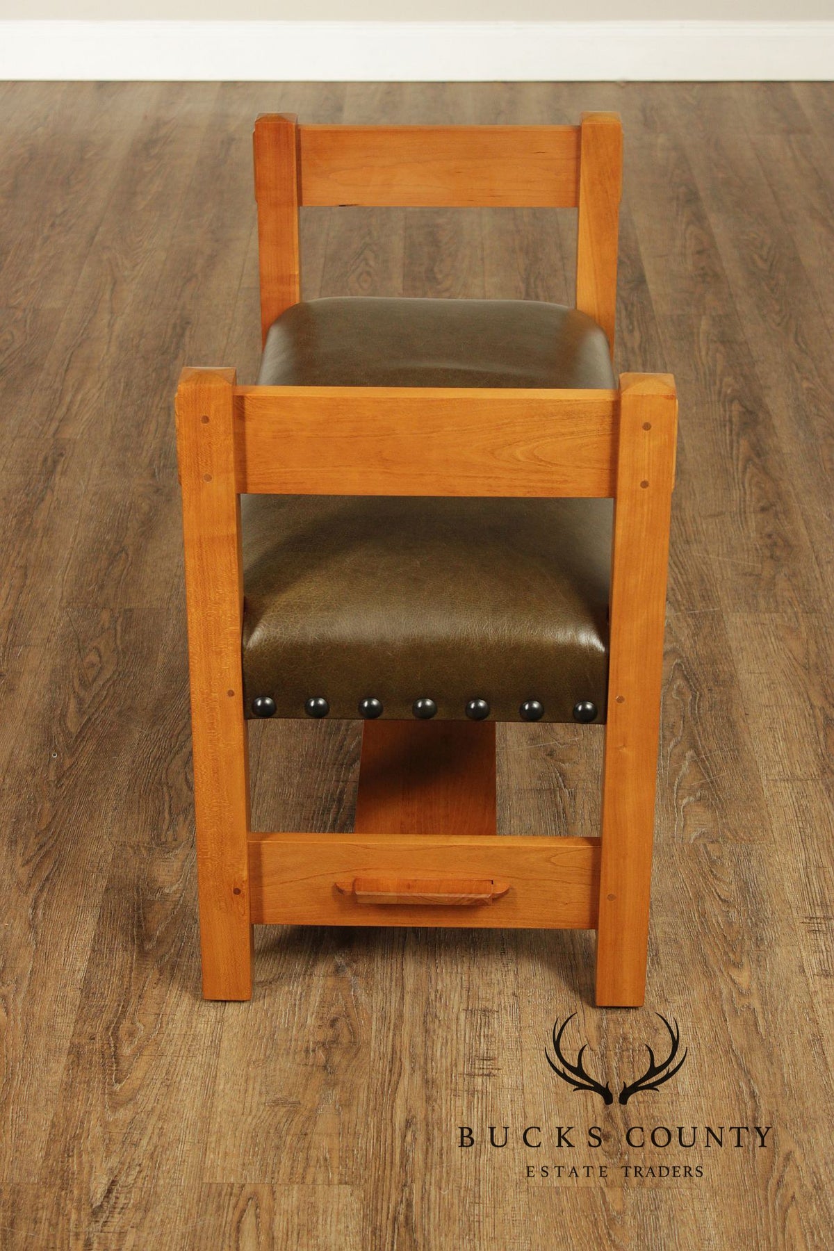Stickley Mission Collection Cherry and Leather Bench