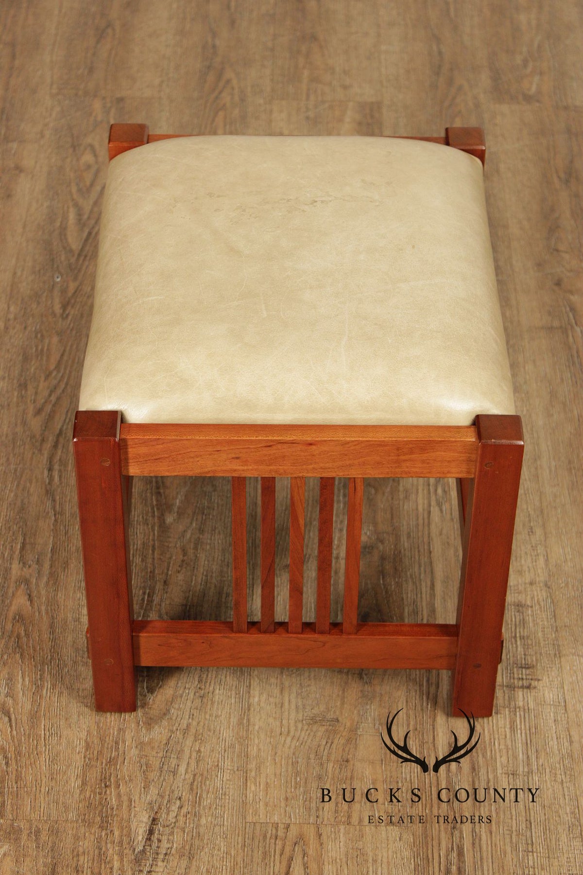 Stickley Mission Collection Cherry Bent Arm Morris Chair and Ottoman