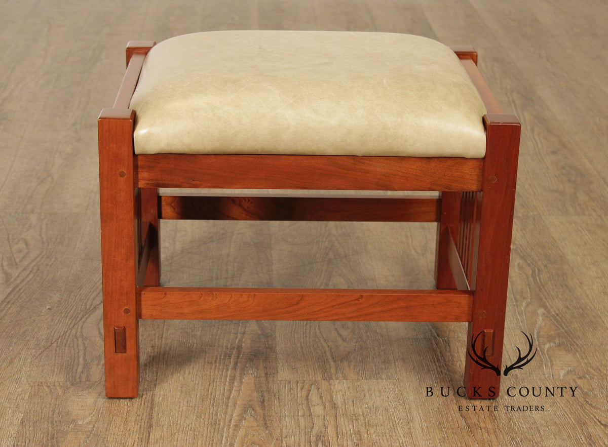 Stickley Mission Collection Cherry Bent Arm Morris Chair and Ottoman