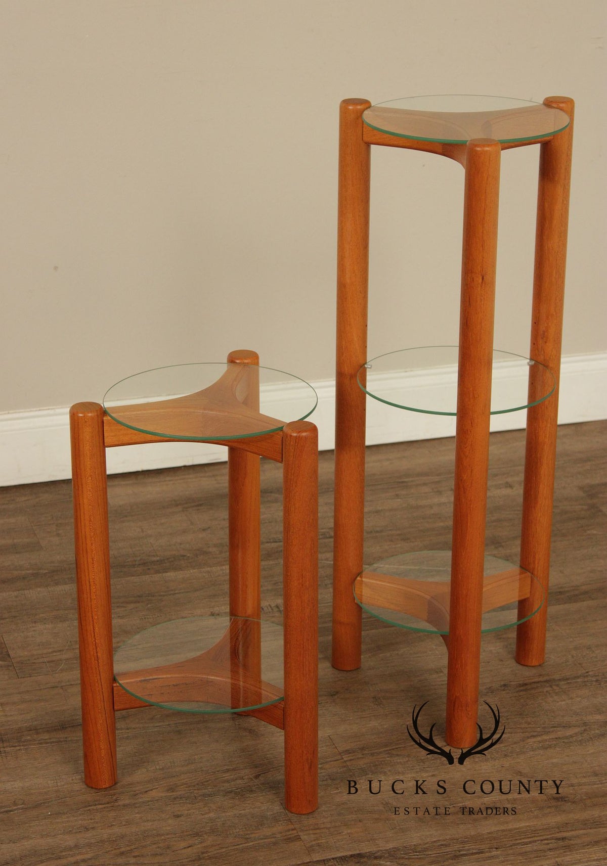Lysgaard Mobler Danish Modern Pair of Teak Plant Stands