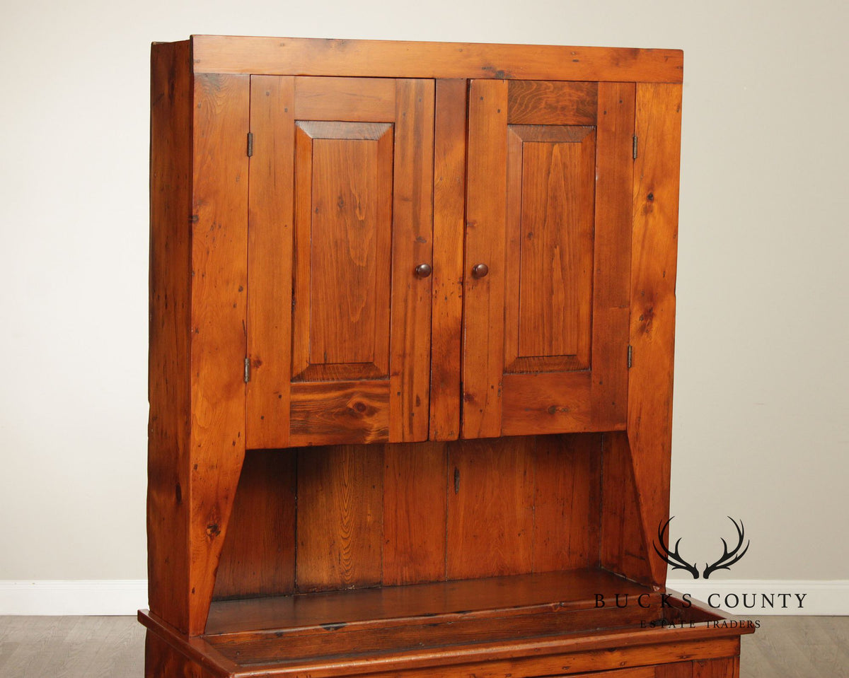 Antique American Pine Deep Stepback Cupboard