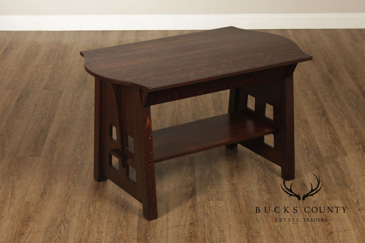 Limbert Antique Arts & Crafts Oak Turtle Top Library Table Writing Desk