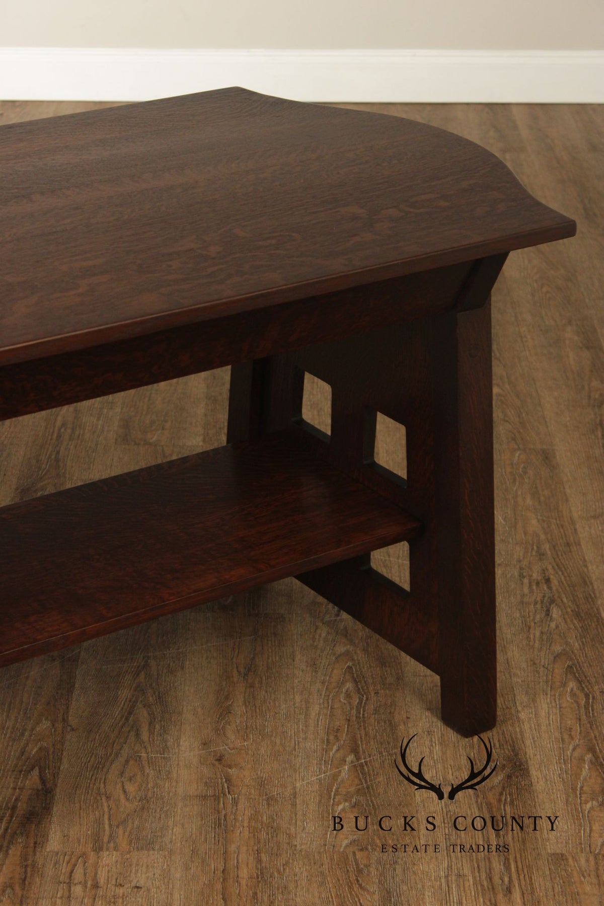 Limbert Antique Arts & Crafts Oak Turtle Top Library Table Writing Desk