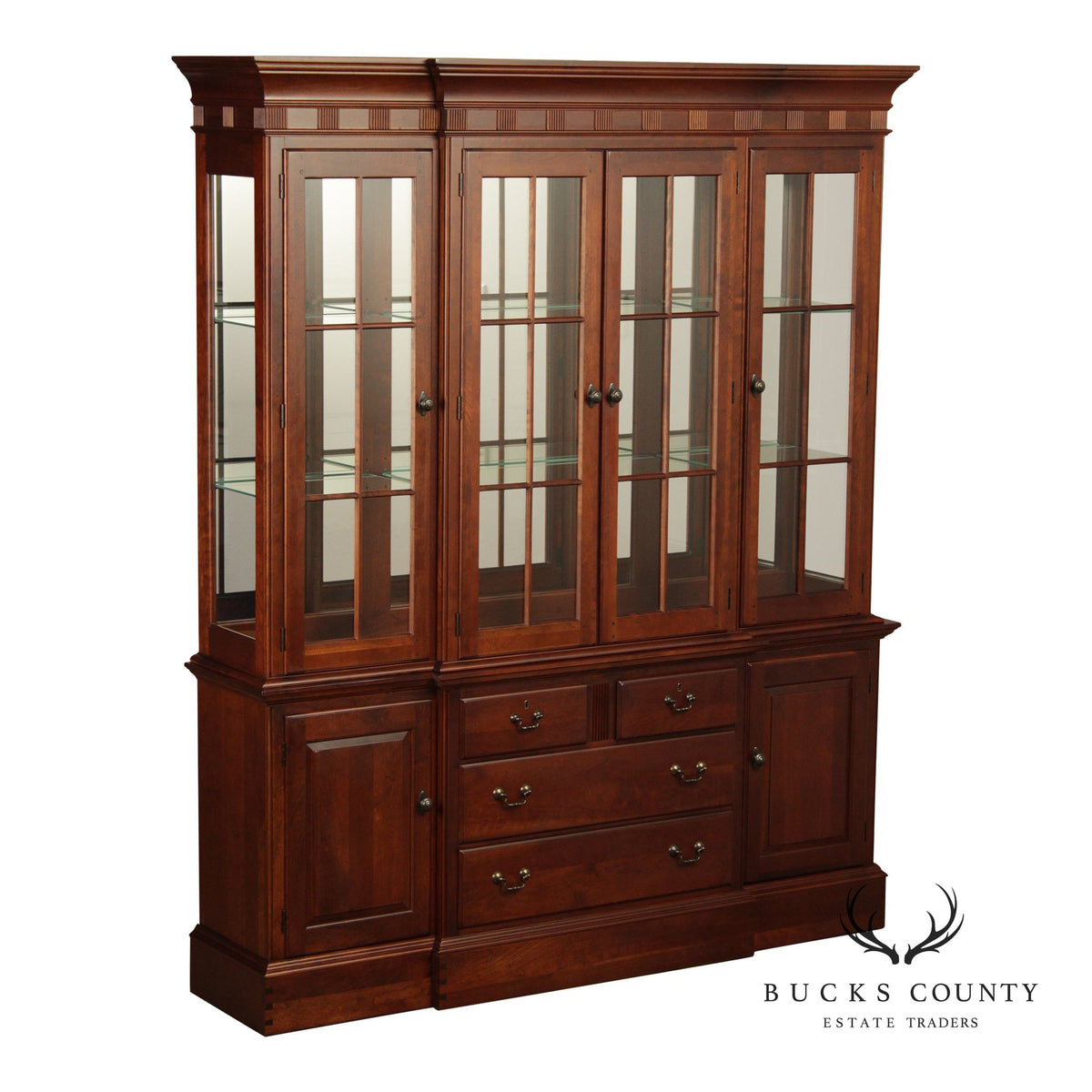 Pennsylvania House Cherry Colonial Style Lighted China Cabinet Hutch