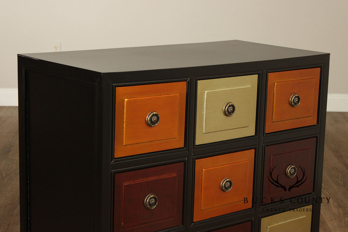Contemporary Style Multi-Color Painted Nine Drawer Chest