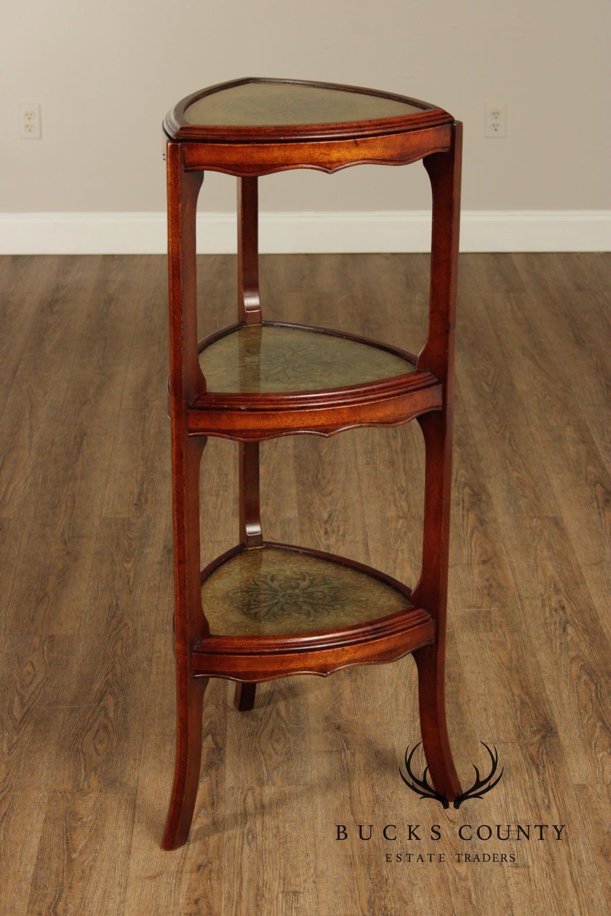 South Cone Regency Style Eglomise Three Tier Etagere Stand