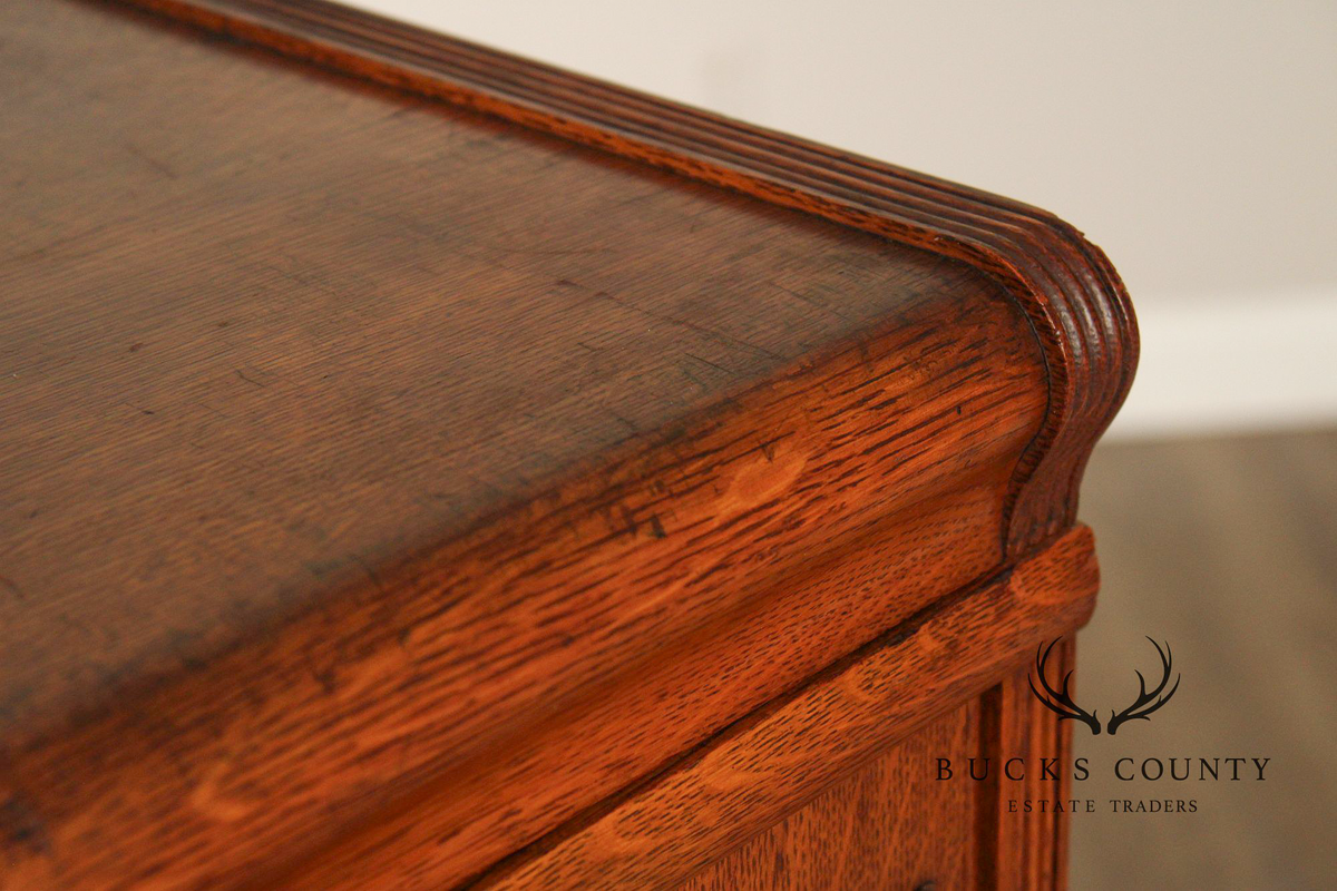 Antique Oak Multi Drawer Stacking Library File Cabinet