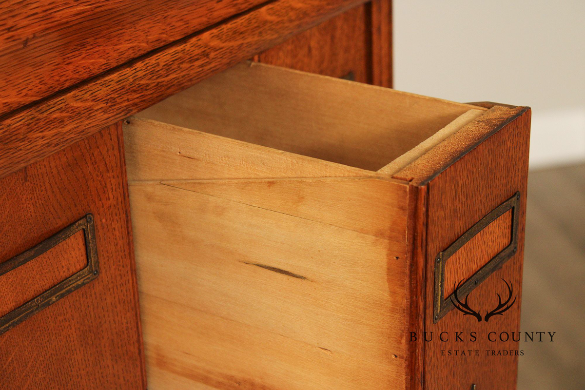 Antique Oak Multi Drawer Stacking Library File Cabinet