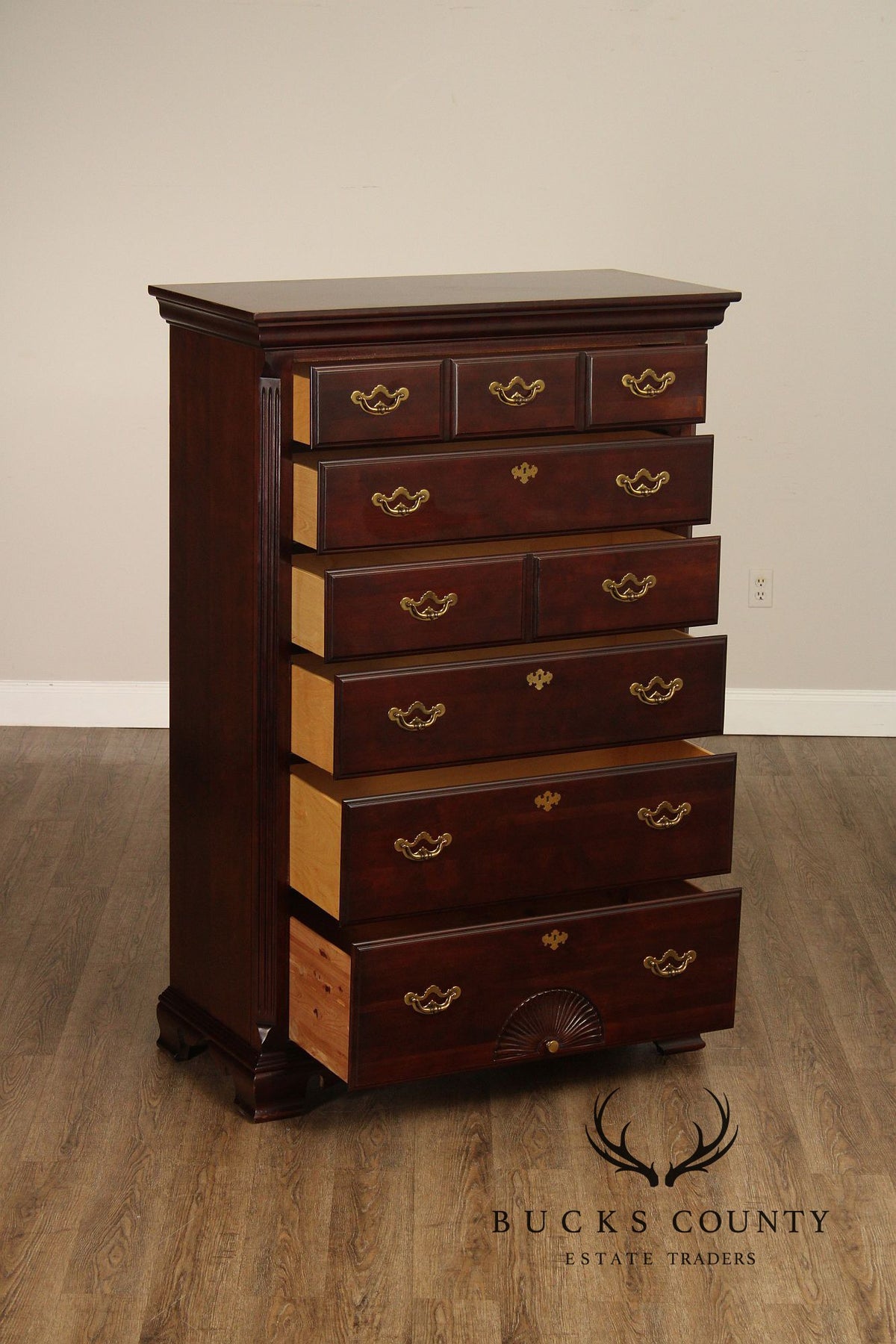 Thomasville Chippendale Style Cherry Tall Chest