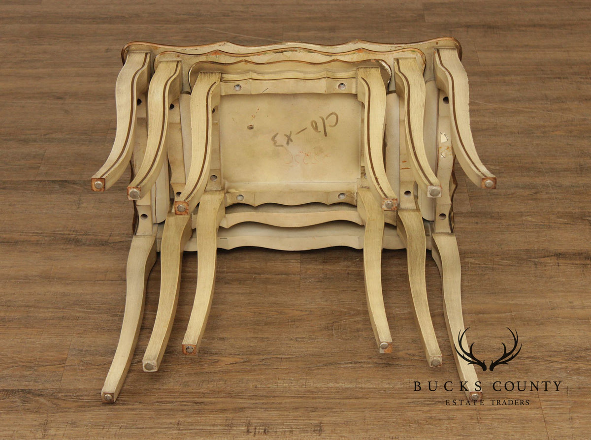 French Provincial Style Set of Three Painted Nesting tables