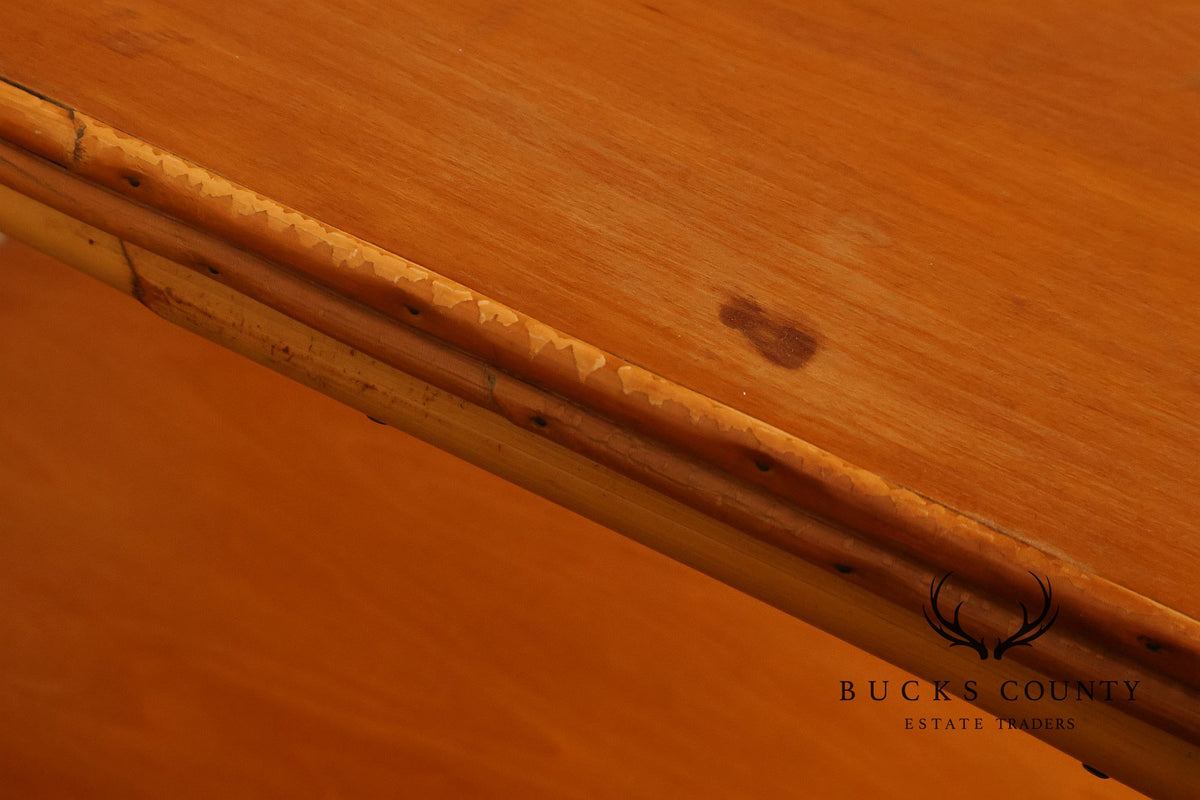 Vintage Mid Century Modern Two-Tier Bamboo End Table