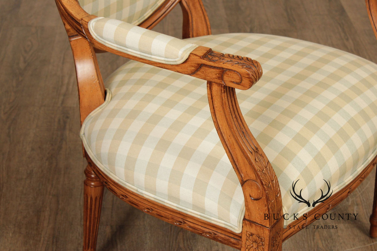 Ethan Allen French Louis XVI Style Pair of Fauteuil Armchairs
