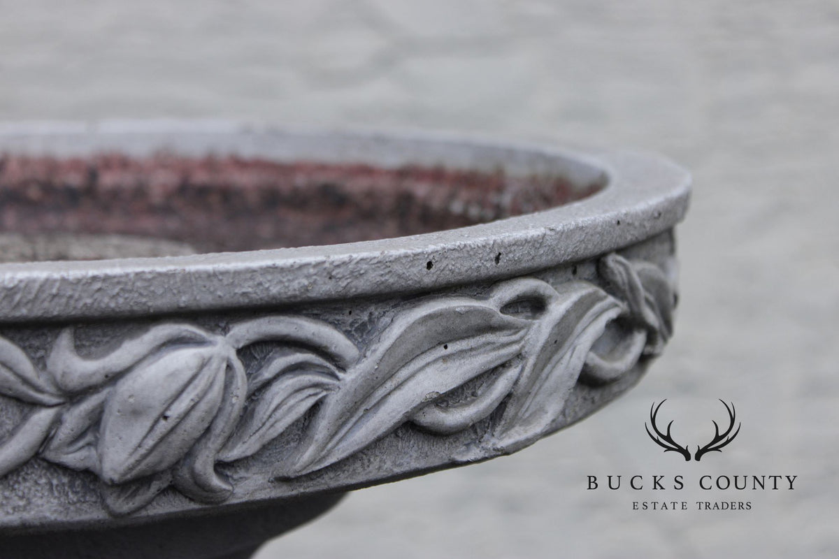 Cast Stone Floral Bird Bath