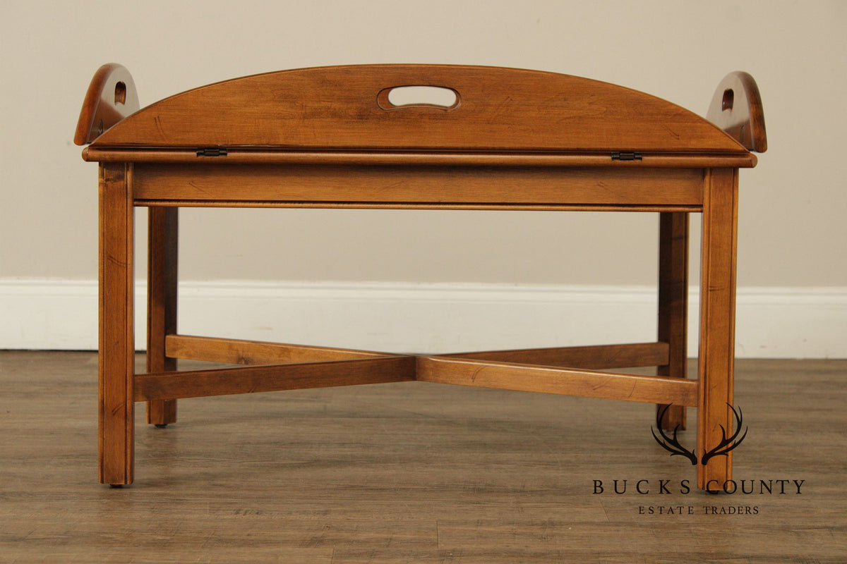 Ethan Allen 1776 Collection Chippendale Style Maple Butler’s Tray Coffee Table