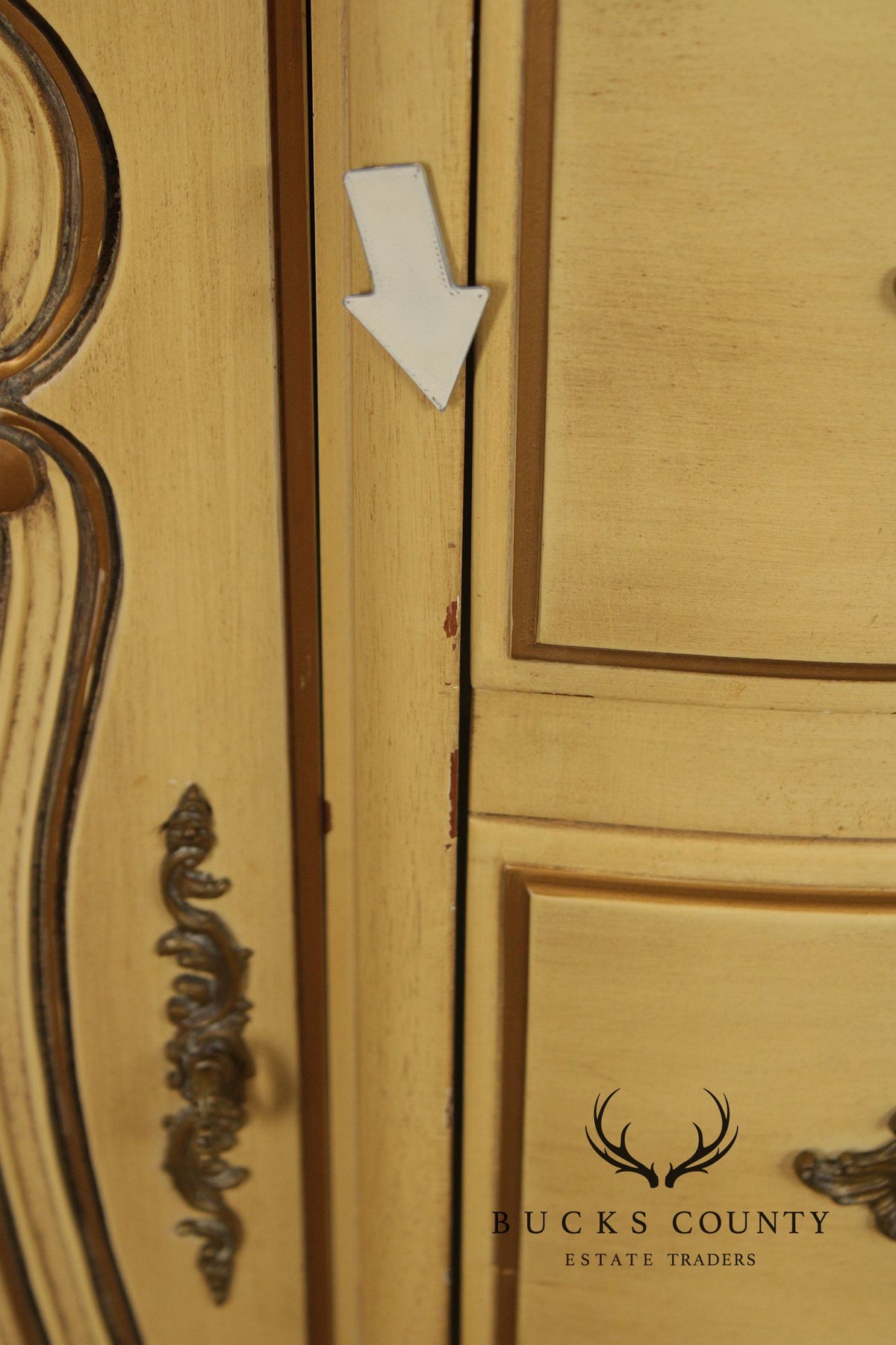 French Provincial Style Vintage Painted China Cabinet