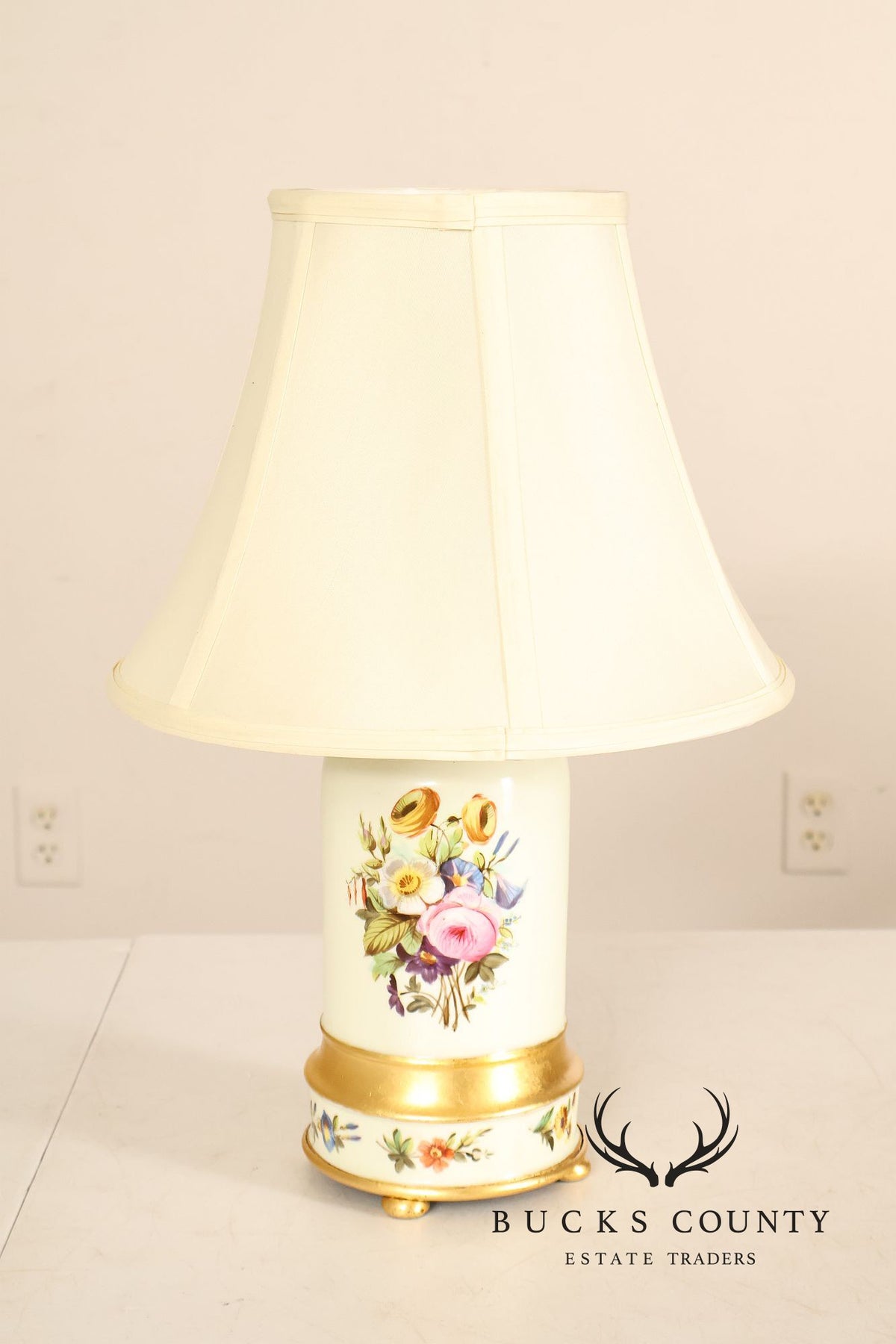 Hand Painted Floral Porcelain Table Lamp