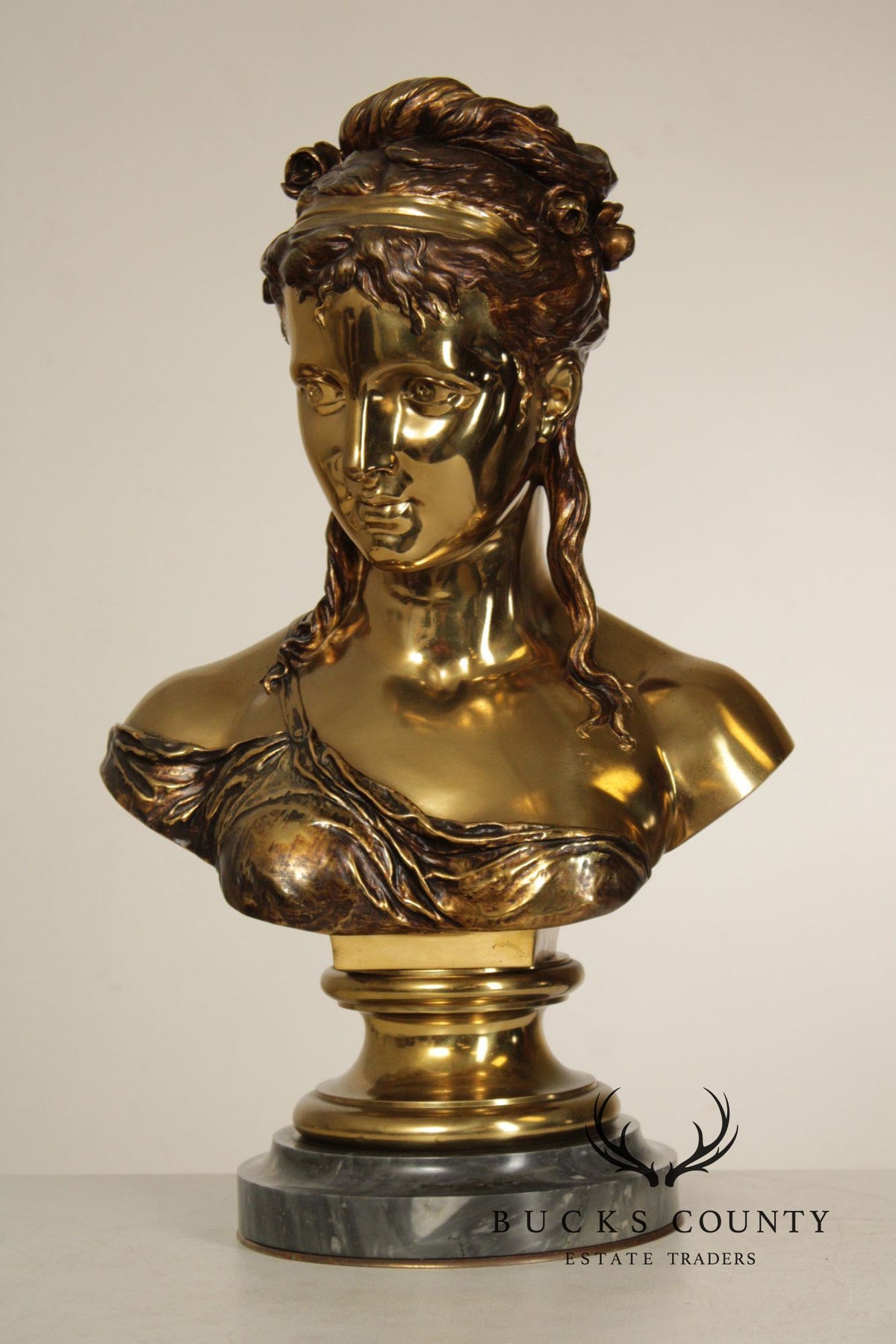 Etienne-Henri Dumaige Gilt Bronze Bust of a Woman