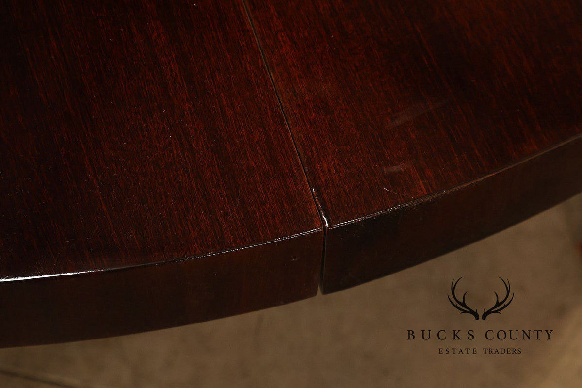 Dunbar Mid Century Modern Round Mahogany Extension Dining Table With Three Leaves