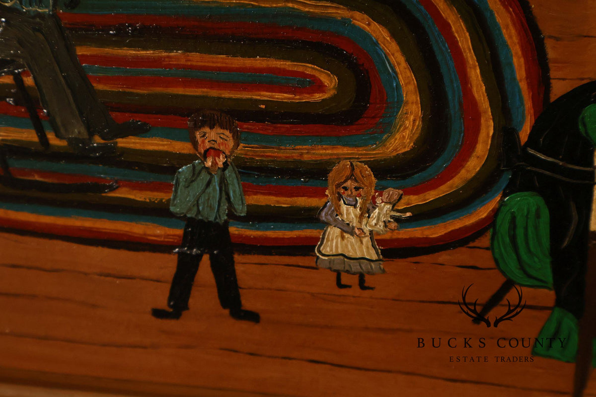 Nadine Hake Buck Folk Art Painting, Home Scene