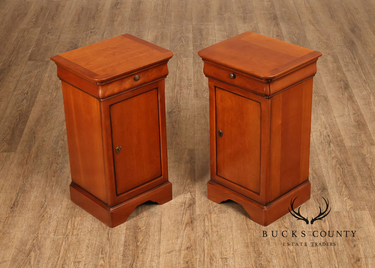 French  Louis Philippe Style Pair Of Cherry Nightstands