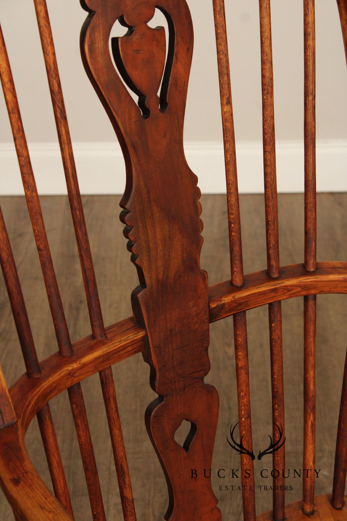 Antique Windsor Style High Back Armchair With Saddle Seat