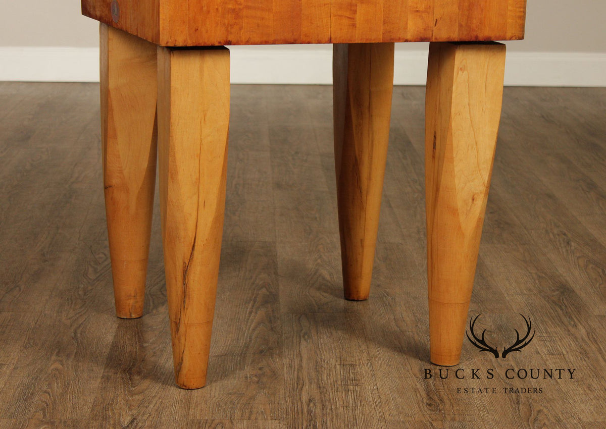 Bally Block Co. Solid Maple Butcher Block Work Table With Upper Rack