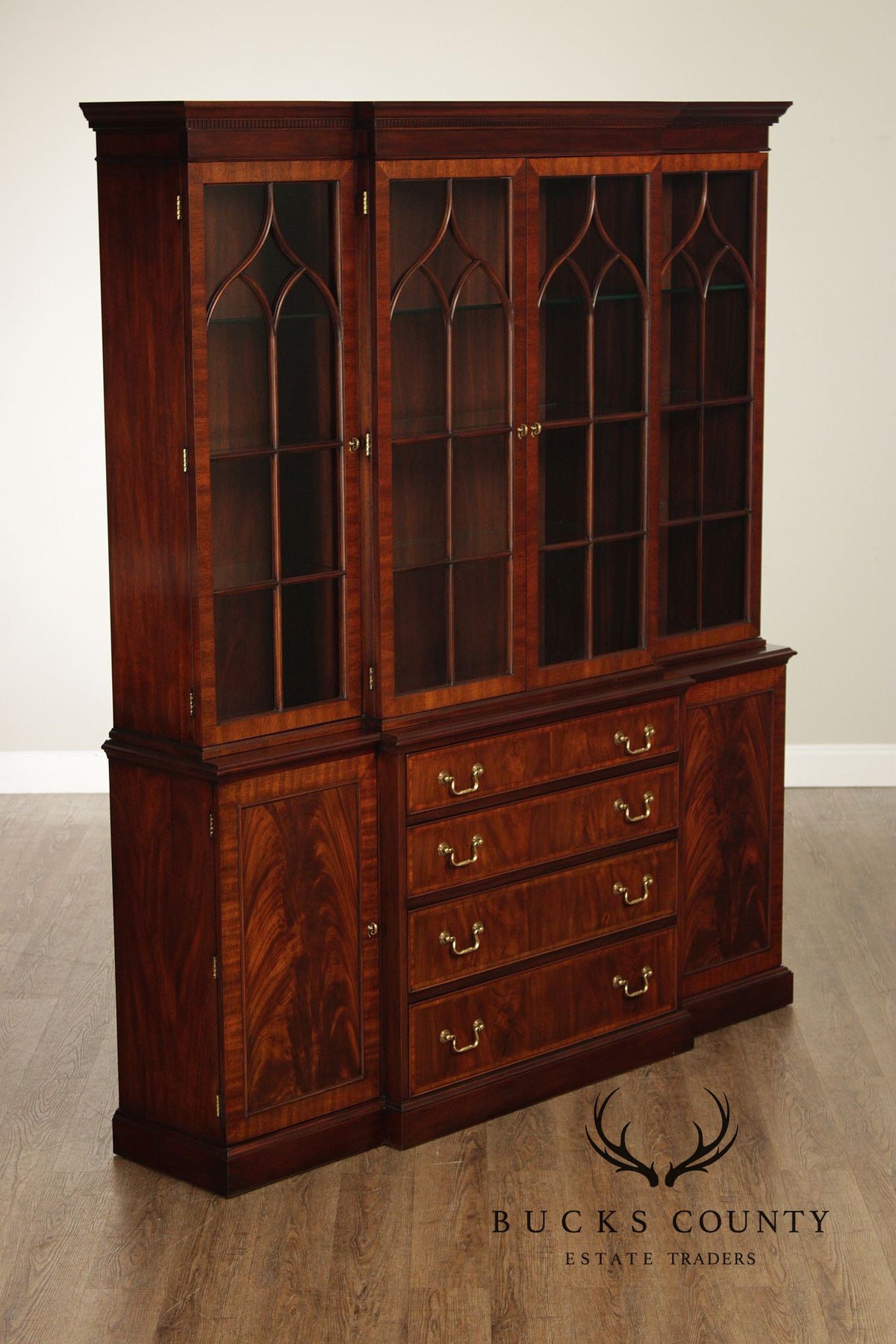 Henkel Harris Georgian Style Large Mahogany Breakfront