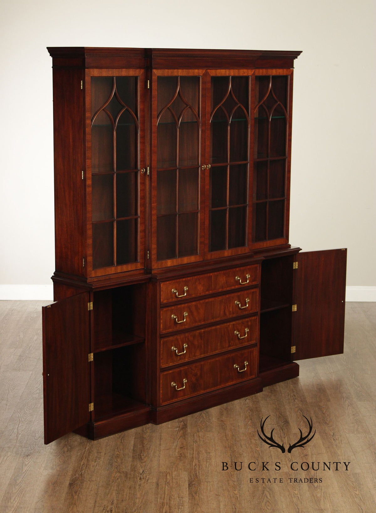 Henkel Harris Georgian Style Large Mahogany Breakfront