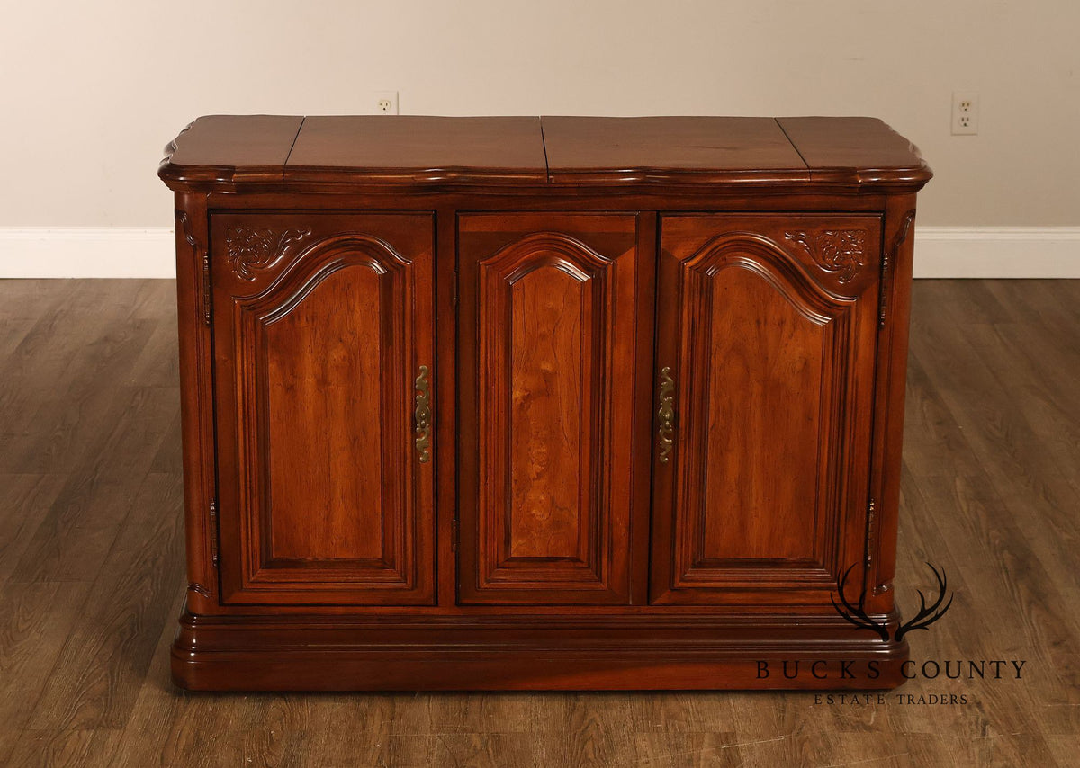American Drew French Country Style Walnut Flip Top Server
