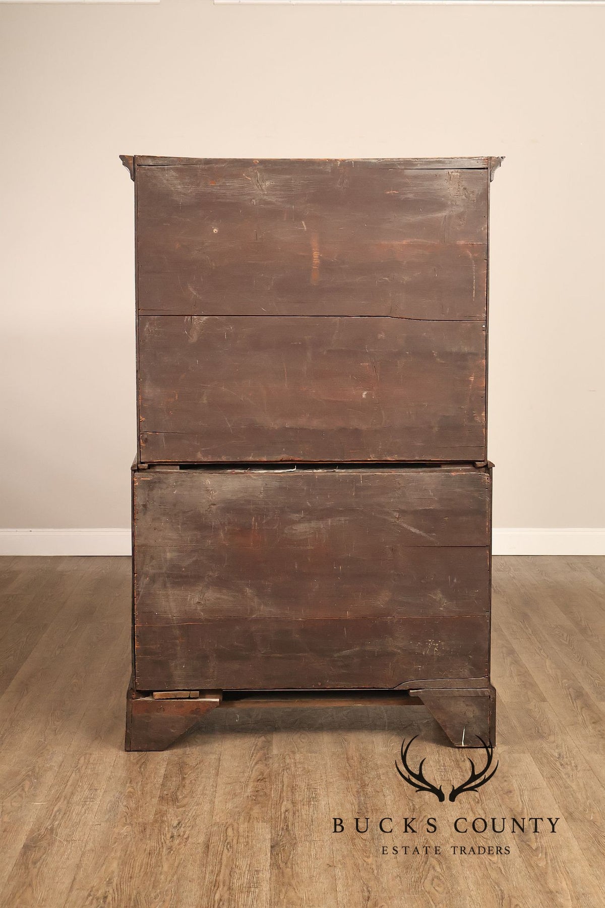 Antique Georgian Style Inlaid Mahogany Chest On Chest