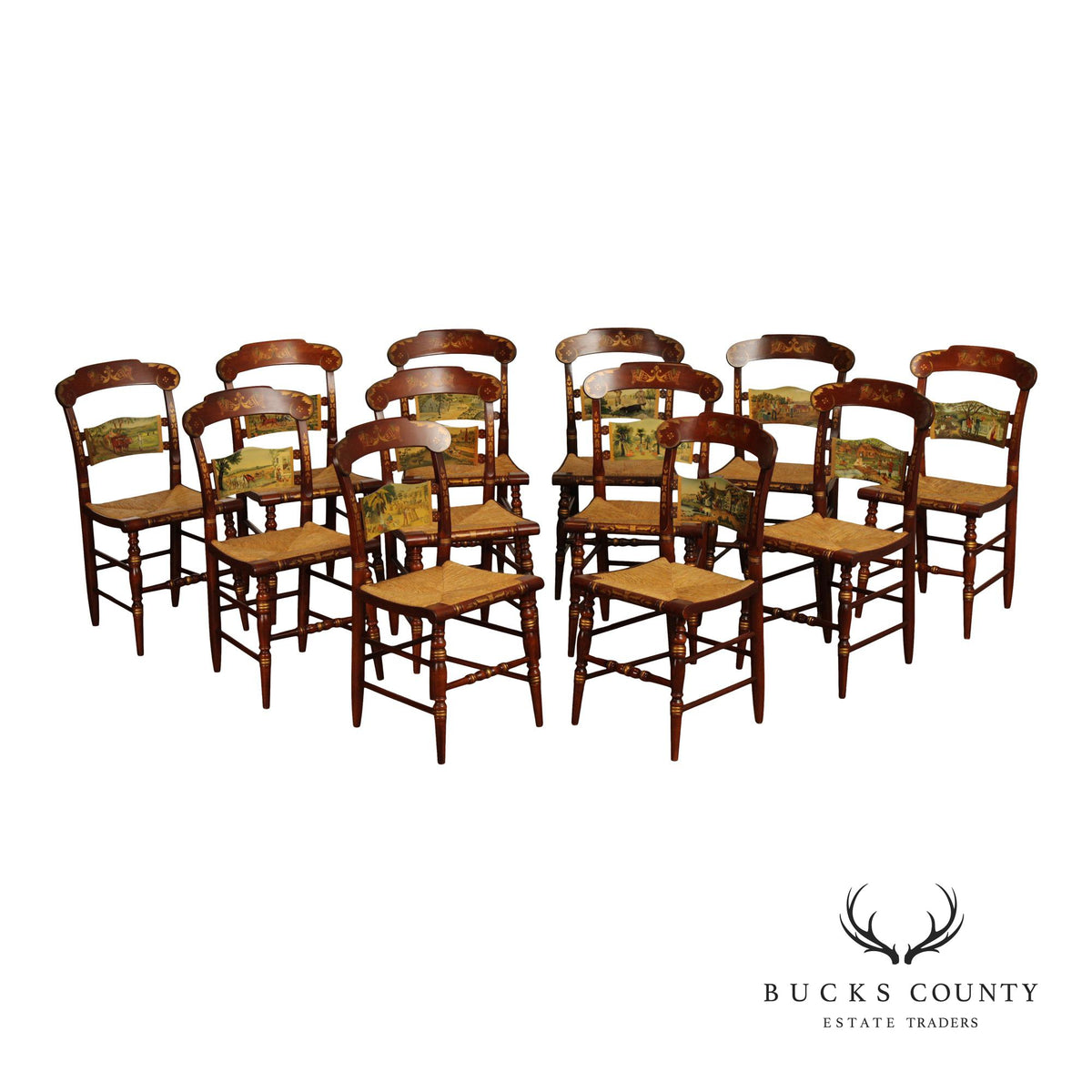 Hitchcock Set of Twelve Thanksgiving Dining Chairs